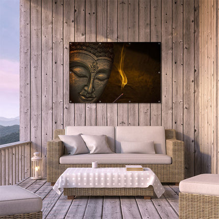 Tuinposter buiten terras Boeddha Beeld Met Wierook