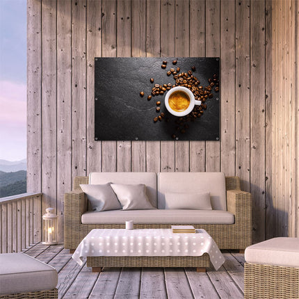 Tuinposter buiten terras Kopje Koffie Met Koffiebonen