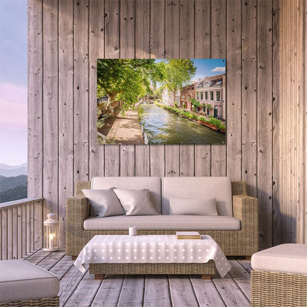 Tuinposter buiten terras Oudegracht In Utrecht 