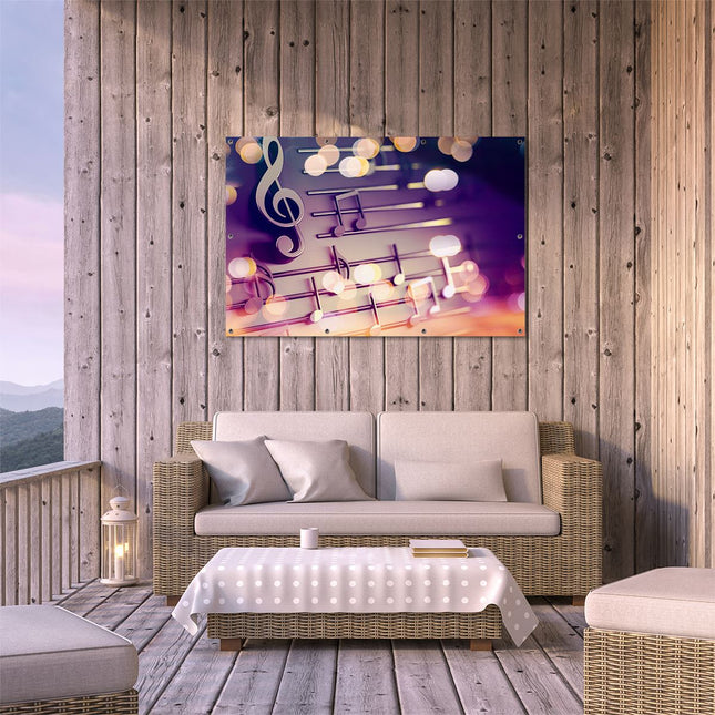 Tuinposter buiten terras Illustratie Van Muzieknoten - Abstract
