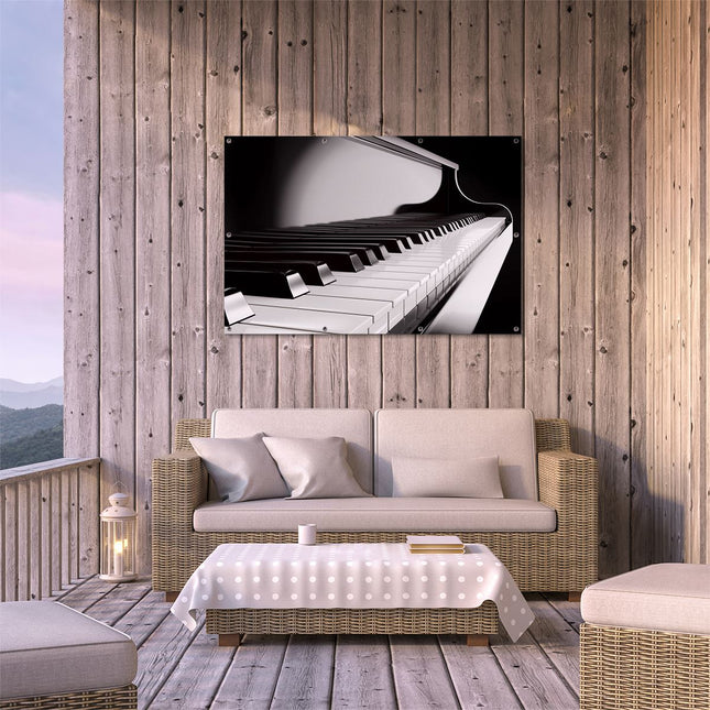 Tuinposter buiten terras Pianotoetsen - Noten - Piano