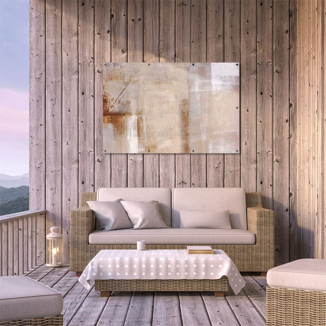 Tuinposter buiten terras Abstracte Kunst Bruin met Beige
