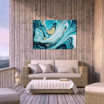 Tuinposter buiten terras Abstracte Luxe Kunst in het Blauw met Goud