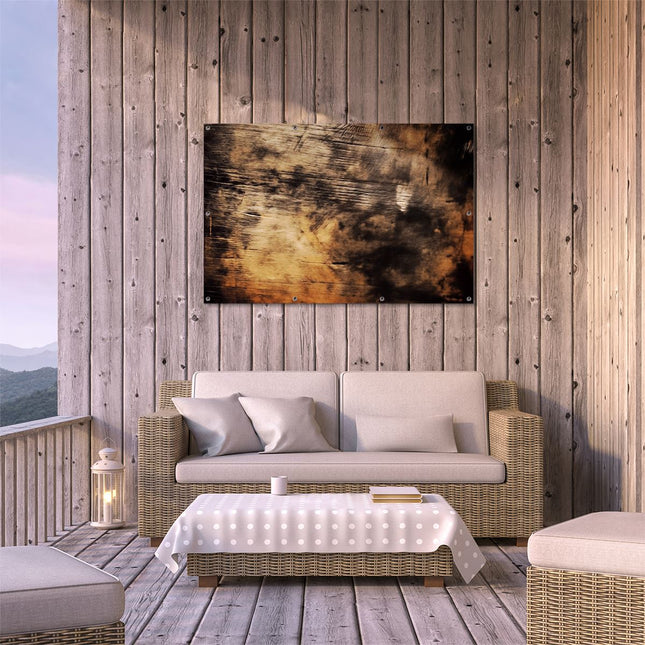 Tuinposter buiten terras Zwart Wit Beeld van een Houten Achtergrond
