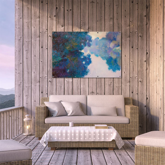 Tuinposter buiten terras Kunstwerk van een Rivier en Bomen