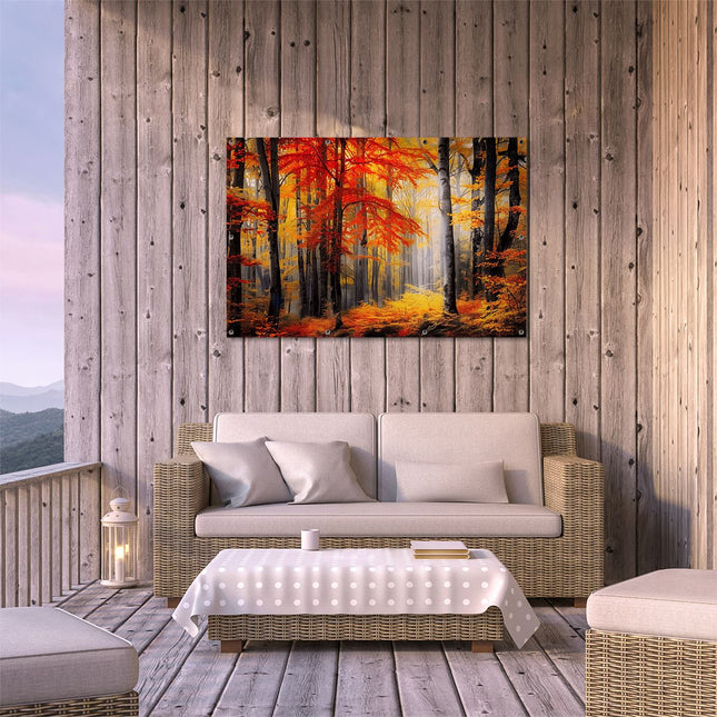 Tuinposter buiten terras Bos in de Herfst