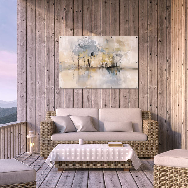 Tuinposter buiten terras Kunstwerk van Bomen in het Water