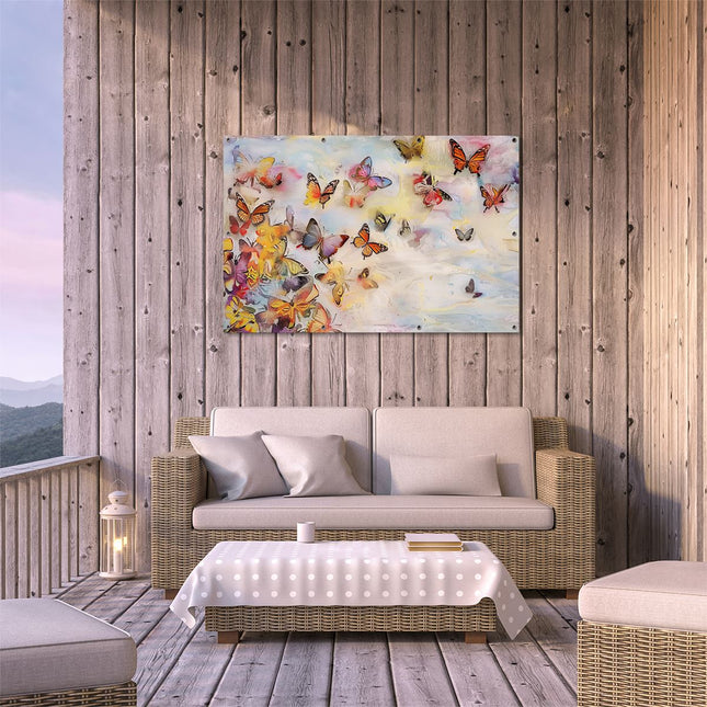 Tuinposter buiten terras Kunstwerk van Vlinders die in de Lucht Vliegen