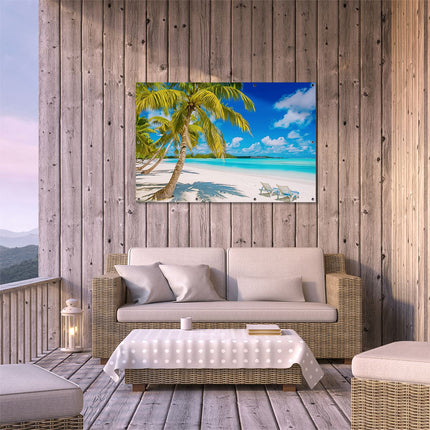 Tuinposter buiten terras Strand met Palmbomen