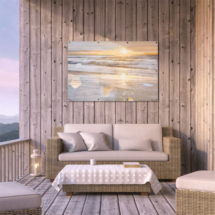 Tuinposter buiten terras Kunstwerk van een Zonsondergang op een Strand