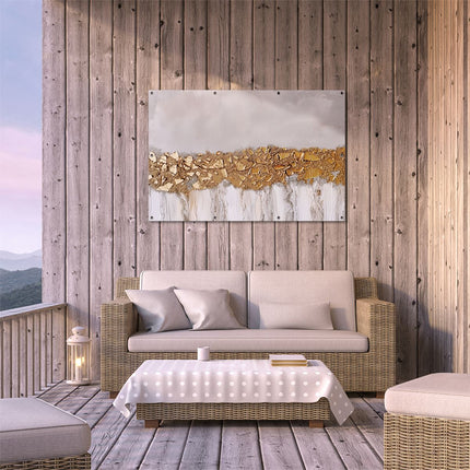 Tuinposter buiten terras Abstract Kunstwerk van Goud en Zilver