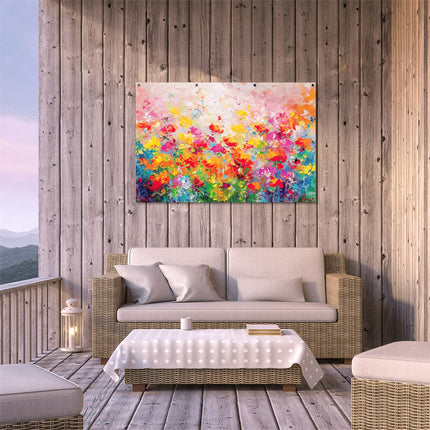 Tuinposter buiten terras Abstract Kunstwerk van Kleurrijke Bloemen