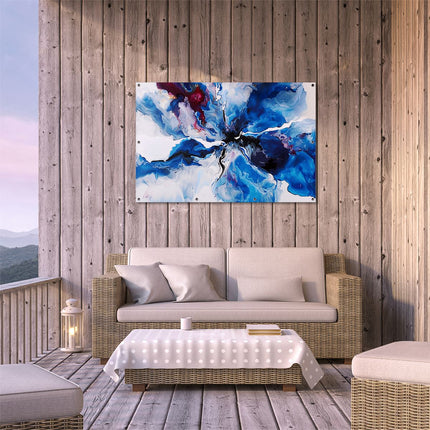 Tuinposter buiten terras Abstract Kunstwerk van een Blauwe Bloem