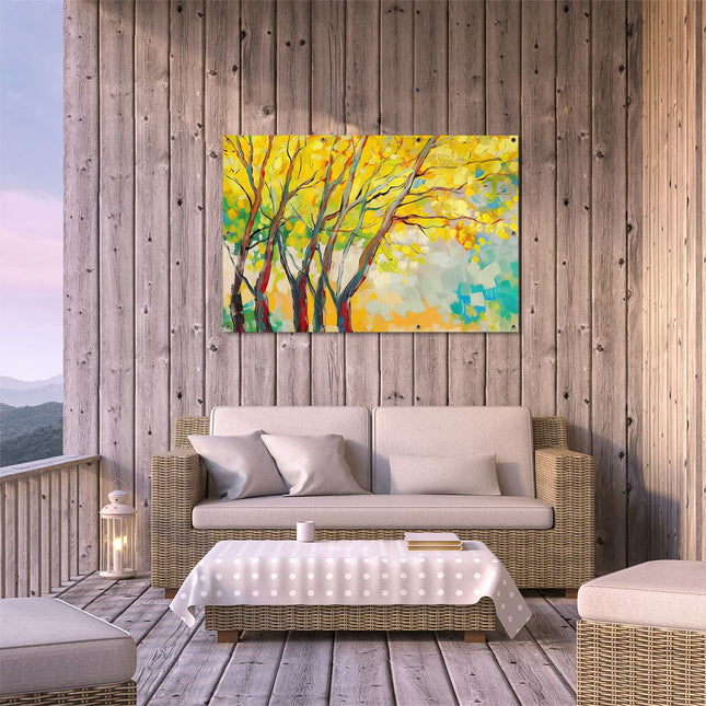 Tuinposter buiten terras Kunstwerk van Bomen in de Herfst