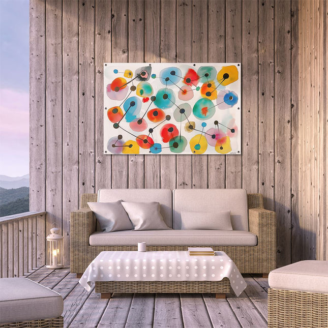 Tuinposter buiten terras Aquarelkunstwerk van Cirkels en Stippen