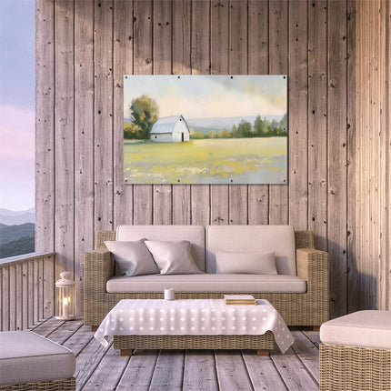 Tuinposter buiten terras Kunstwerk van een Schuur in een Veld