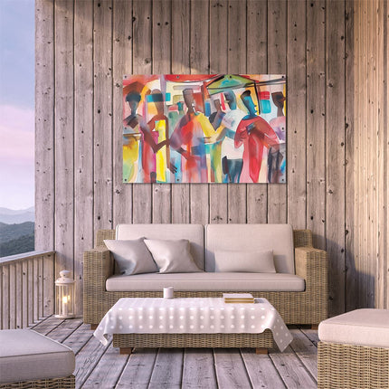 Tuinposter buiten terras Kunstwerk van een Groep Mensen