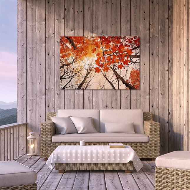 Tuinposter buiten terras Herfstbladeren in de Bomen
