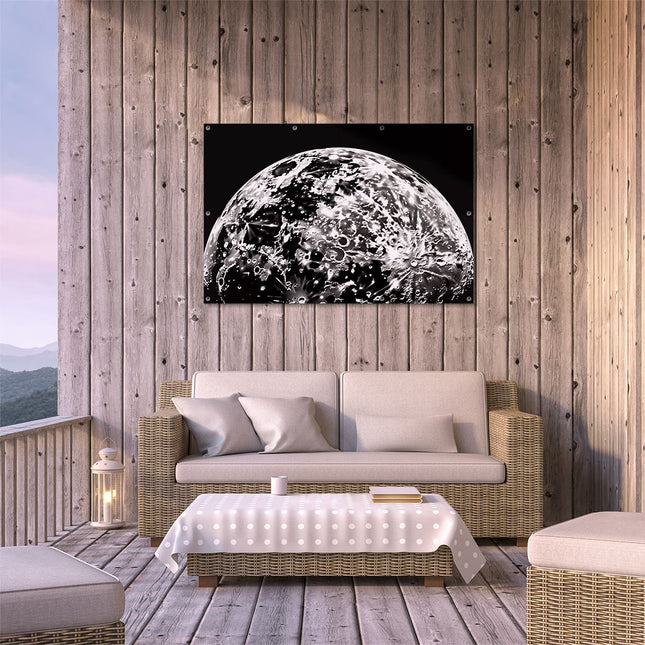 Tuinposter buiten terras Zwart Wit Beeld van een Maan