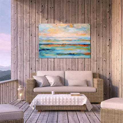 Tuinposter buiten terras Abstract Kunstwerk van een Blauwe Lucht en Wolken