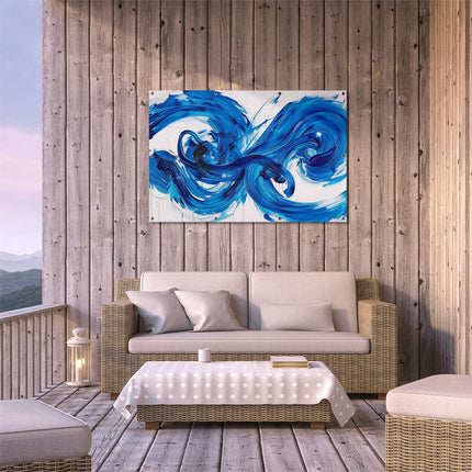 Tuinposter buiten terras Abstract Kunstwerk van Blauwe Wervelingen