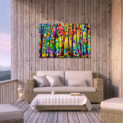 Tuinposter buiten terras Kleurrijk Kunstwerk van een Bos