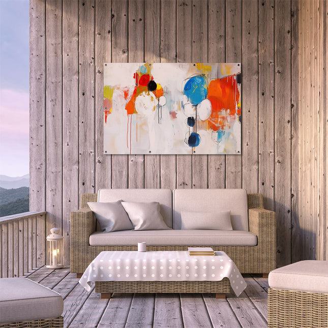 Tuinposter buiten terras Abstract Kunstwerk met veel Kleuren