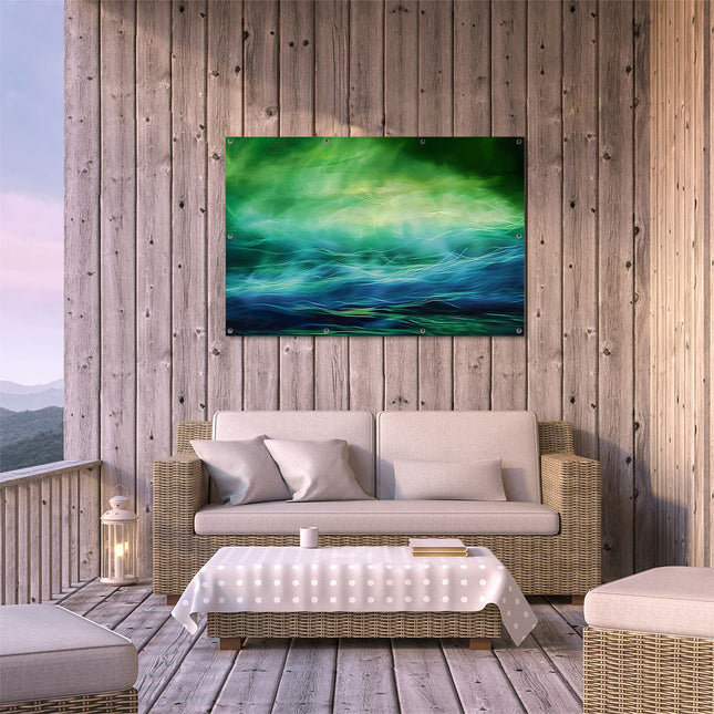 Tuinposter buiten terras Groene en Blauwe Oceaan met Golven