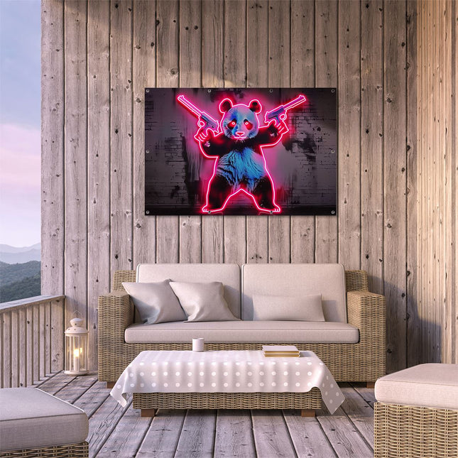 Tuinposter buiten terras Pandabeer met Twee Geweren