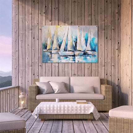 Tuinposter buiten terras Kunstwerk van Zeilboten in het Water