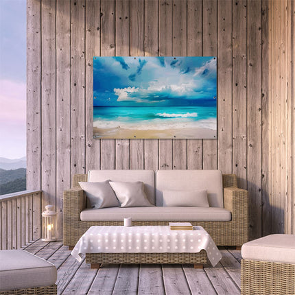 Tuinposter buiten terras Stormachtige Lucht boven een Strand