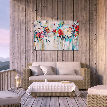 Tuinposter buiten terras Abstract Kunstwerk van Bloemen