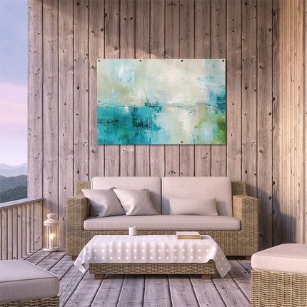 Tuinposter buiten terras Abstract Kunstwerk van Blauw en Groen