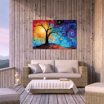 Tuinposter buiten terras Kleurrijk Kunstwerk van een Boom