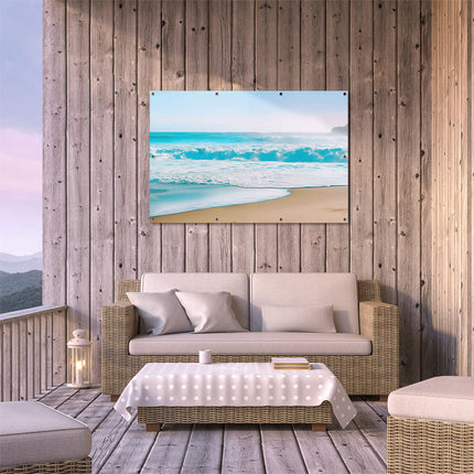 Tuinposter buiten terras Zandstrand met Golven