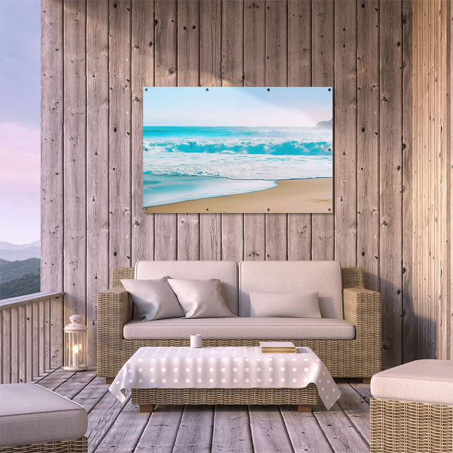 Tuinposter buiten terras Zandstrand met Golven