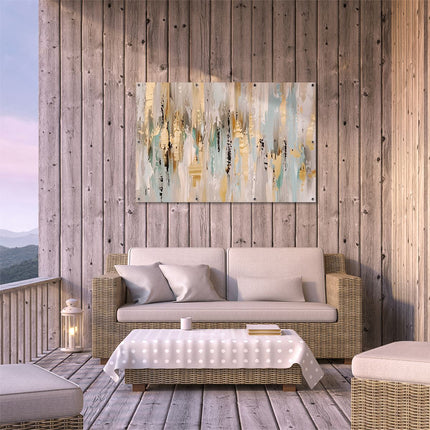 Tuinposter buiten terras Abstract Kunstwerk met Gouden en Beige Kleuren