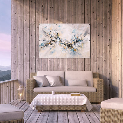 Tuinposter buiten terras Abstract Kunstwerk met Blauwe, Gele en Zwarte Kleuren