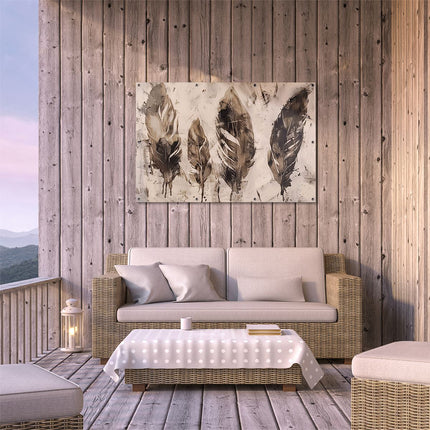 Tuinposter buiten terras Zwart Wit Kunstwerk van Veren