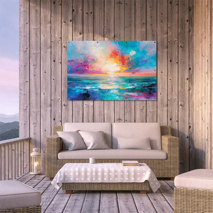 Tuinposter buiten terras Abstract Kunstwerk van een Zonsondergang boven de Oceaan