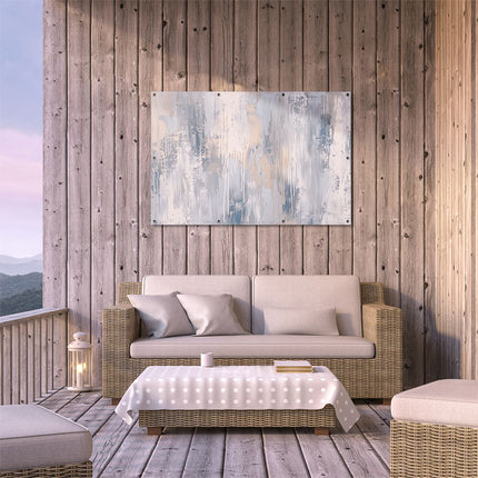 Tuinposter buiten terras Abstract Kunstwerk met Blauwe en Beige Kleuren