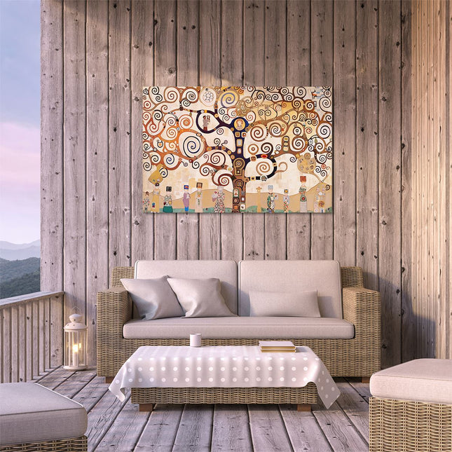 Tuinposter buiten terras Kunstwerk van een Boom met Mensen Erop