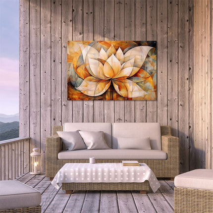 Tuinposter buiten terras Abstract Kunstwerk van een Lotusbloem