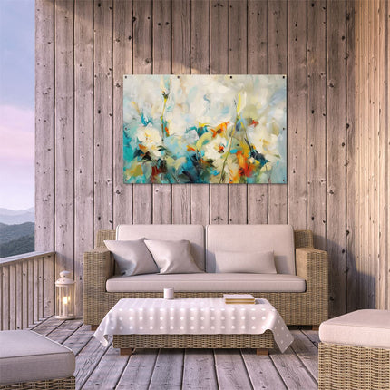 Tuinposter buiten terras Abstract Kunstwerk van Bloemen