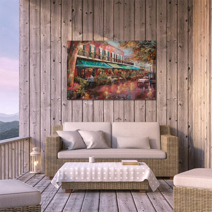 Tuinposter buiten terras Kunstwerk van een Restaurant in de Regen