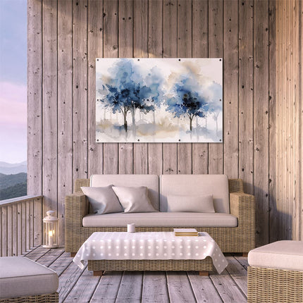 Tuinposter buiten terras Aquarelkunstwerk van Bomen