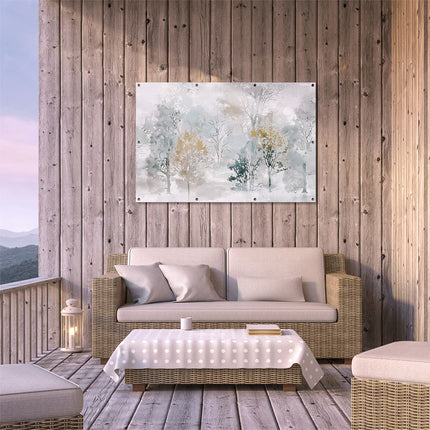 Tuinposter buiten terras Aquarelkunstwerk van Bomen