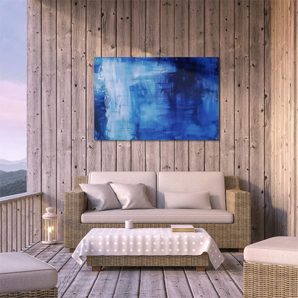 Tuinposter buiten terras Abstract Kunstwerk van Blauw en Zwart