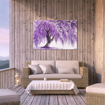 Tuinposter buiten terras Paars Treurwilg Kunstwerk