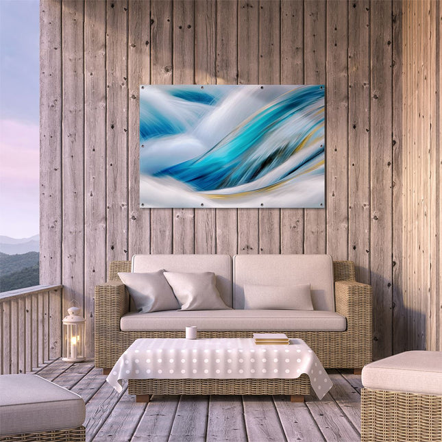 Tuinposter buiten terras Het Water is Blauw en Goud